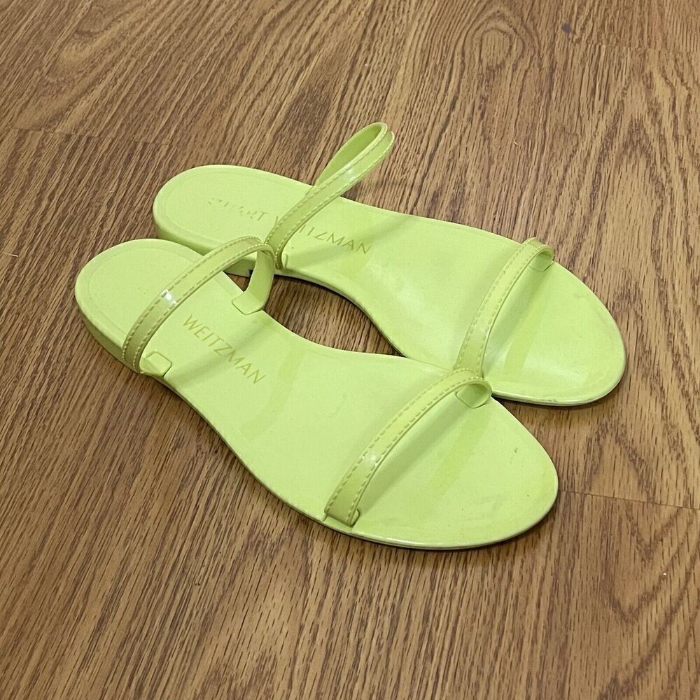 Stuart Weitzman neon yellow slip on jelly flats sandals size US 7